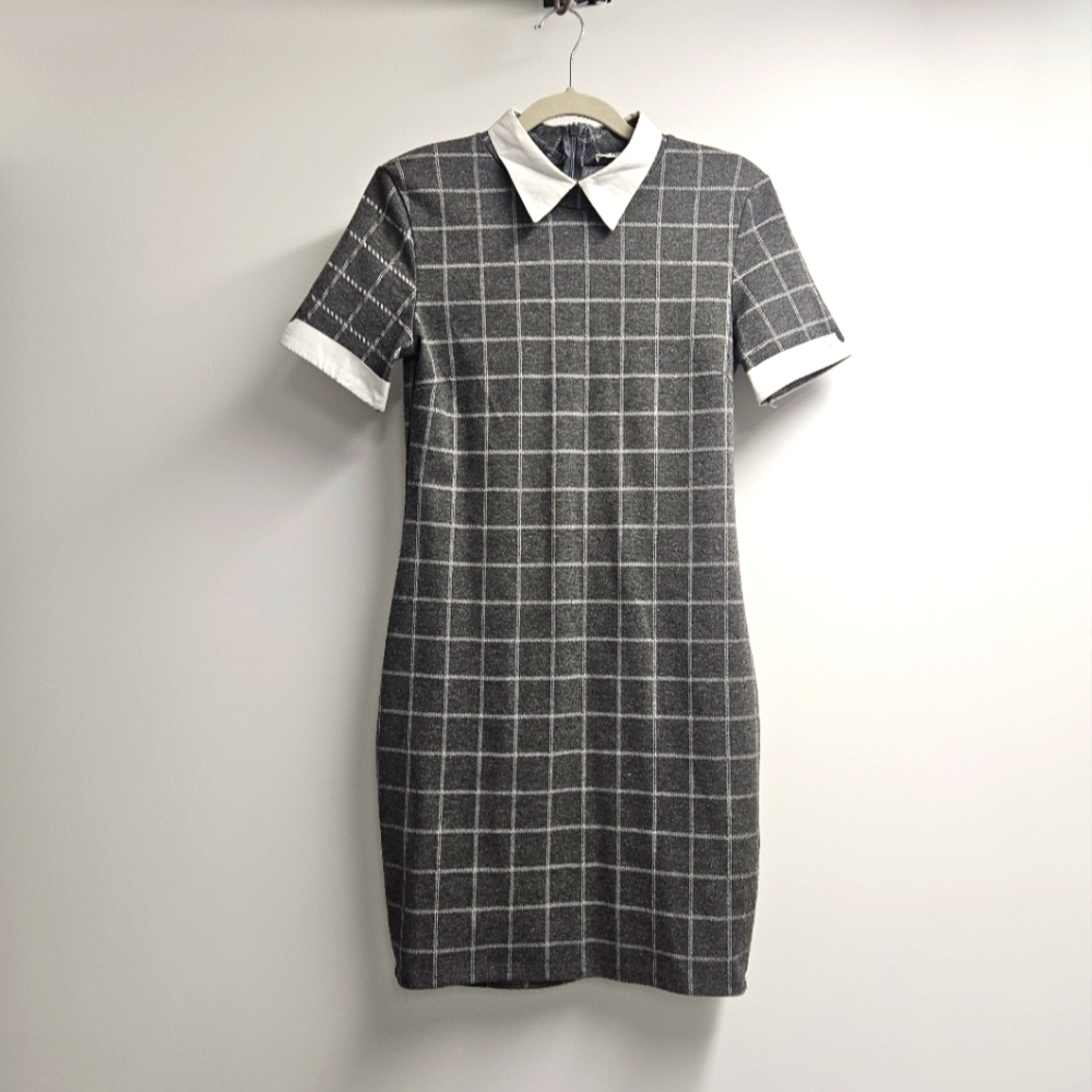 Grey Checked Bodycon Dress